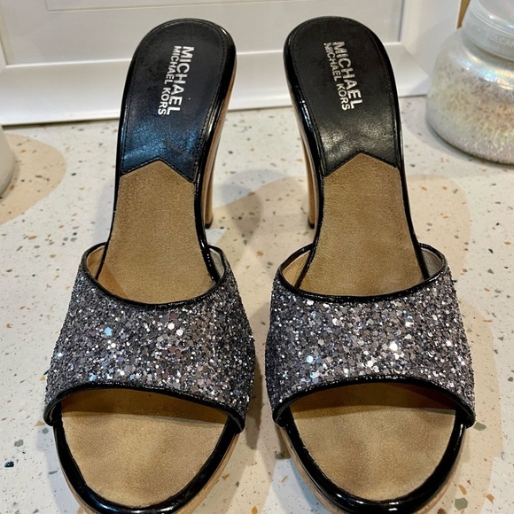 MICHAEL Michael Kors‎ Glitter Wooden Sandal Heels - Picture 13 of 15